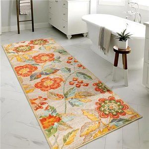 NEW Boho Farmhouse Floral Area Runner Rug